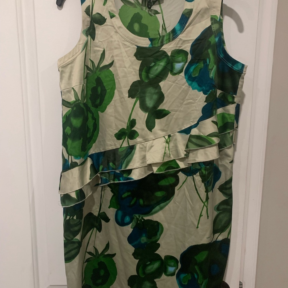 VERA WANG Floral Sleeveless Dress - Green and Blue